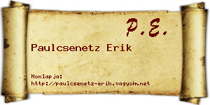 Paulcsenetz Erik névjegykártya